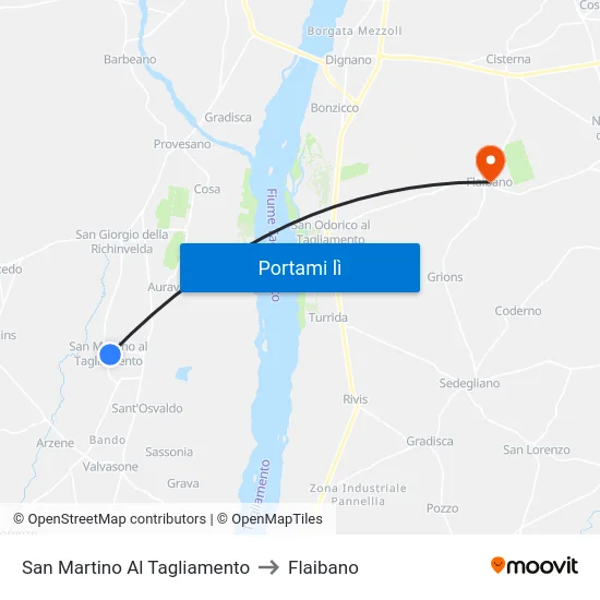 San Martino Al Tagliamento to Flaibano map