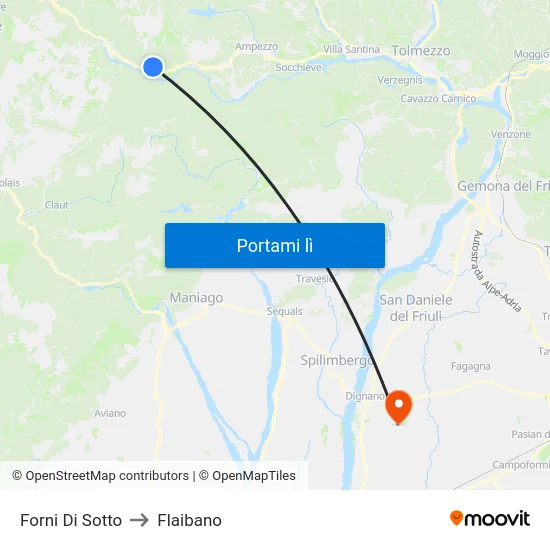 Forni Di Sotto to Flaibano map