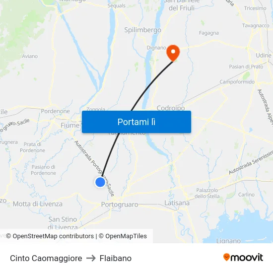 Cinto Caomaggiore to Flaibano map