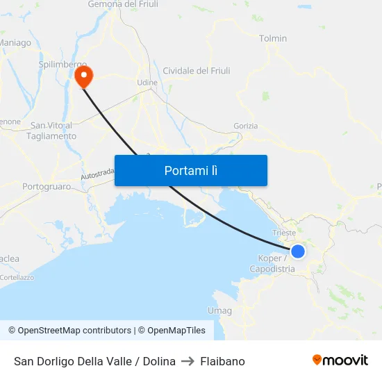 San Dorligo Della Valle / Dolina to Flaibano map