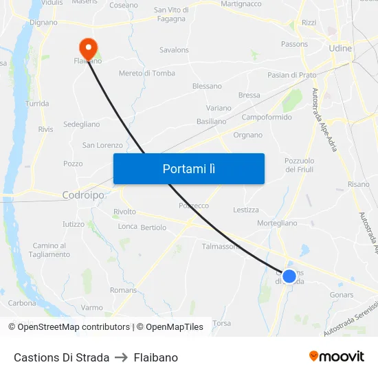 Castions Di Strada to Flaibano map