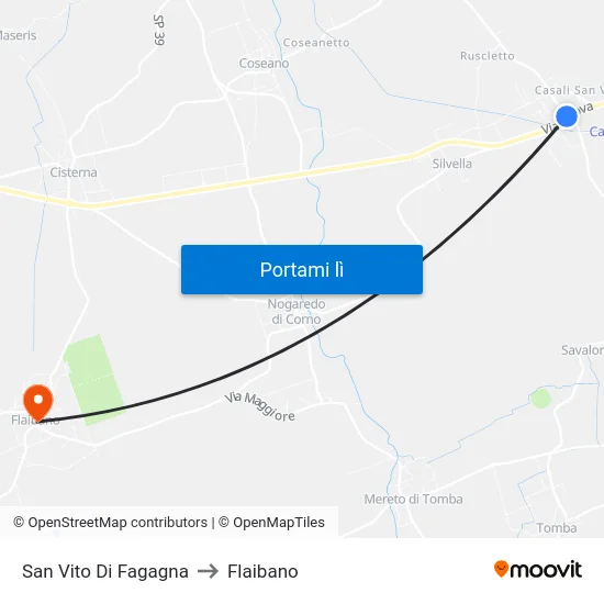 San Vito Di Fagagna to Flaibano map