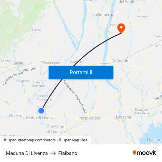 Meduna Di Livenza to Flaibano map
