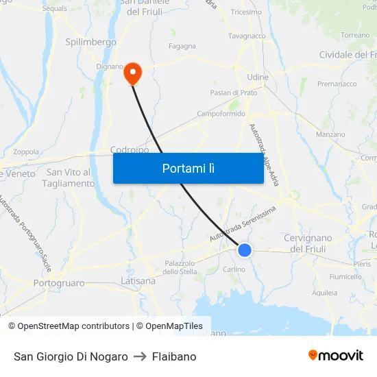 San Giorgio Di Nogaro to Flaibano map