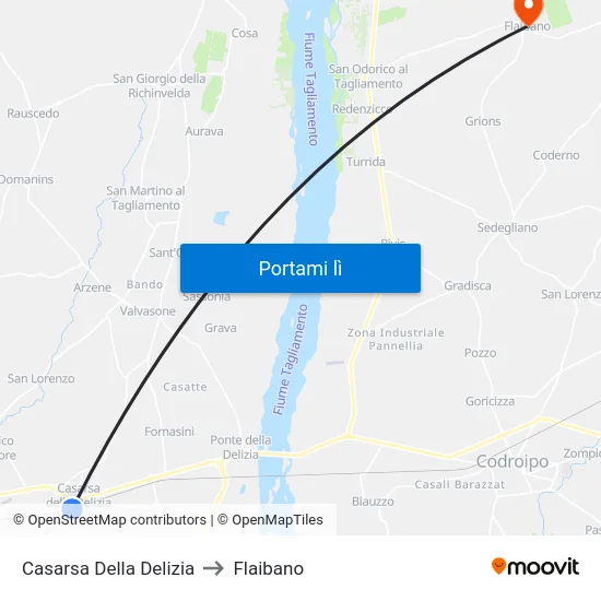 Casarsa Della Delizia to Flaibano map