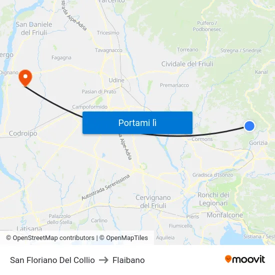 San Floriano Del Collio to Flaibano map