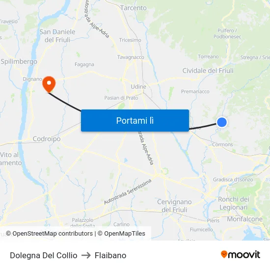Dolegna Del Collio to Flaibano map