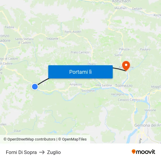 Forni Di Sopra to Zuglio map