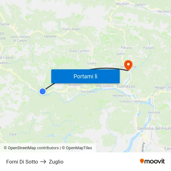 Forni Di Sotto to Zuglio map