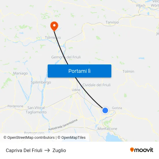 Capriva Del Friuli to Zuglio map