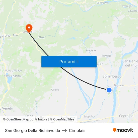San Giorgio Della Richinvelda to Cimolais map