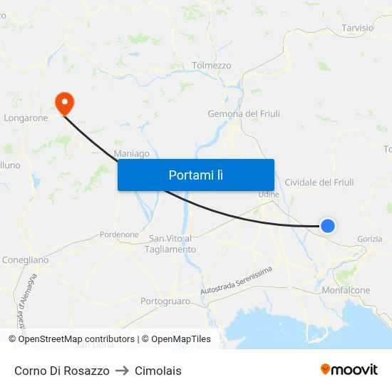 Corno Di Rosazzo to Cimolais map