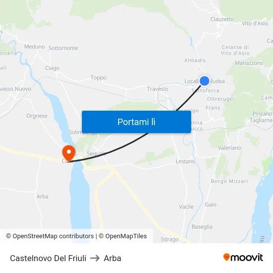 Castelnovo Del Friuli to Arba map