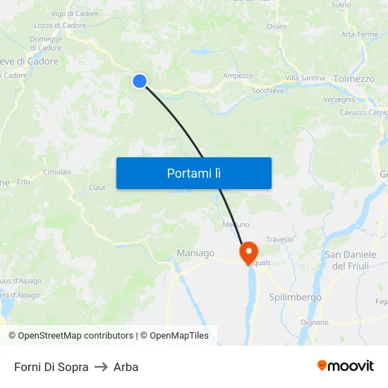 Forni Di Sopra to Arba map