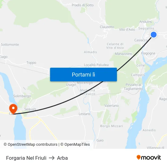 Forgaria Nel Friuli to Arba map