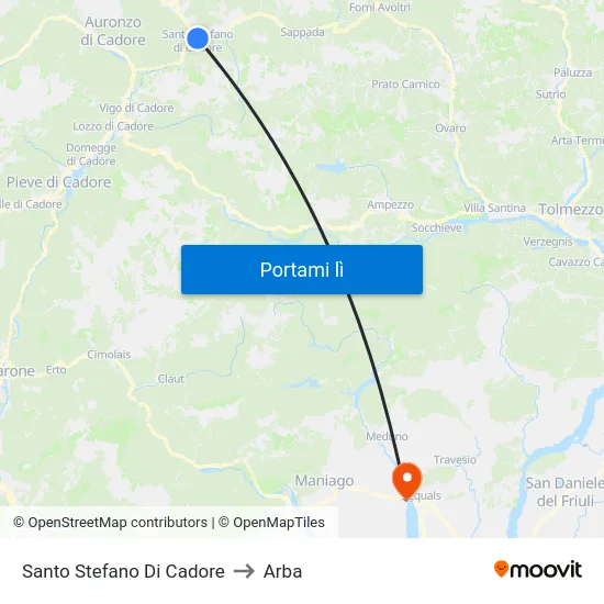 Santo Stefano Di Cadore to Arba map