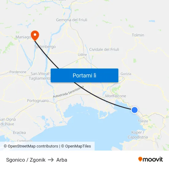 Sgonico / Zgonik to Arba map