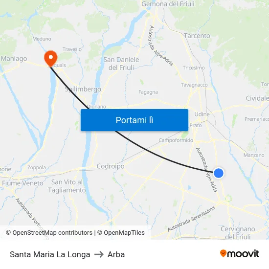 Santa Maria La Longa to Arba map