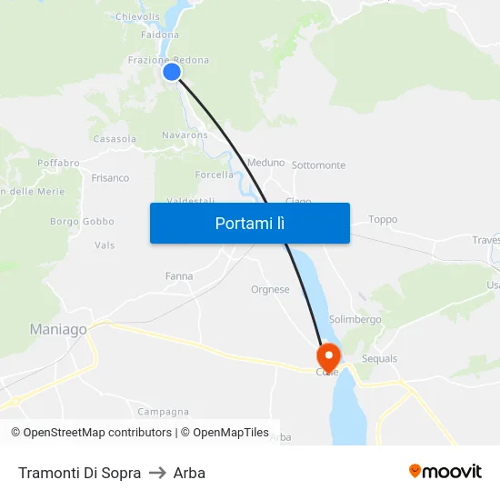 Tramonti Di Sopra to Arba map