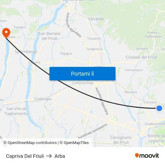 Capriva Del Friuli to Arba map