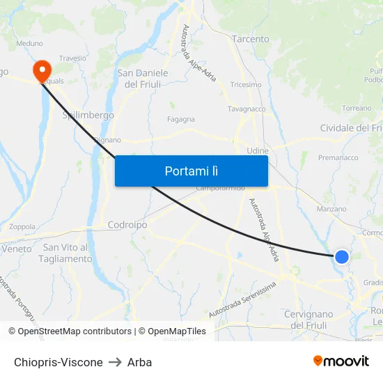 Chiopris-Viscone to Arba map
