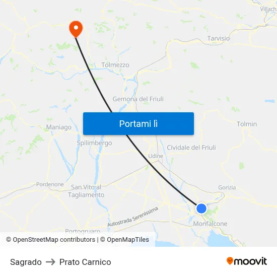 Sagrado to Prato Carnico map