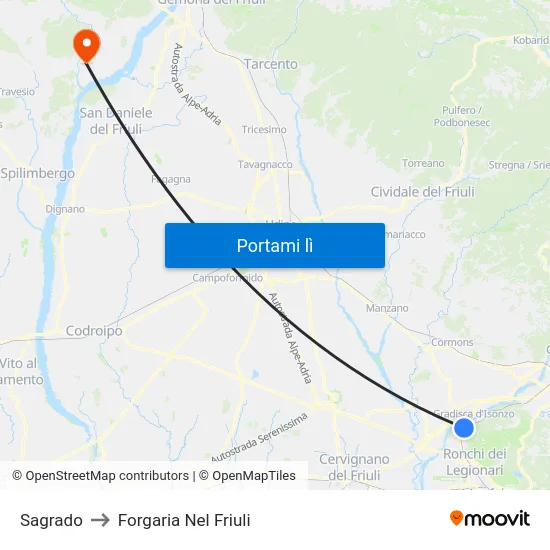 Sagrado to Forgaria Nel Friuli map
