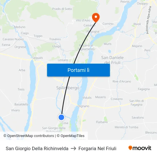 San Giorgio Della Richinvelda to Forgaria Nel Friuli map