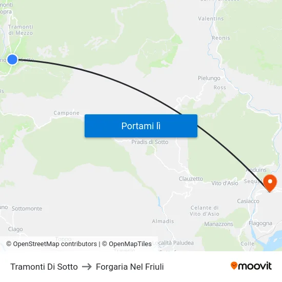Tramonti Di Sotto to Forgaria Nel Friuli map