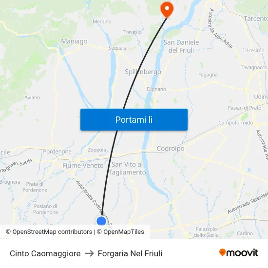 Cinto Caomaggiore to Forgaria Nel Friuli map