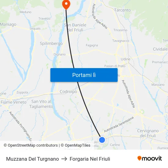 Muzzana Del Turgnano to Forgaria Nel Friuli map