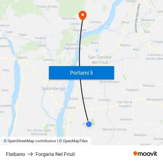 Flaibano to Forgaria Nel Friuli map