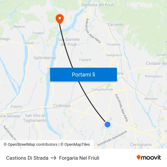 Castions Di Strada to Forgaria Nel Friuli map