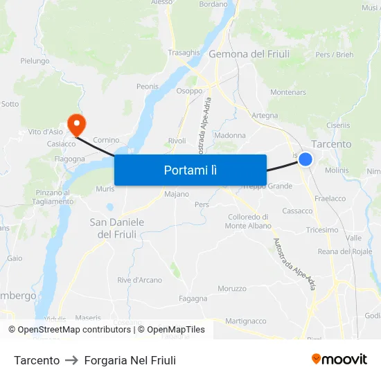 Tarcento to Forgaria Nel Friuli map