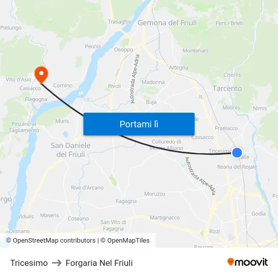 Tricesimo to Forgaria Nel Friuli map
