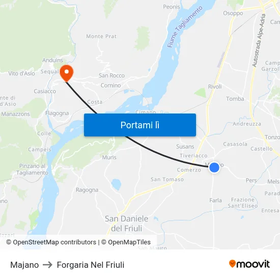 Majano to Forgaria Nel Friuli map