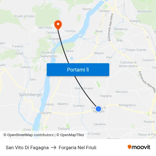 San Vito Di Fagagna to Forgaria Nel Friuli map