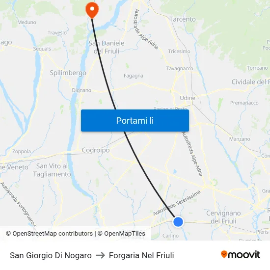 San Giorgio Di Nogaro to Forgaria Nel Friuli map