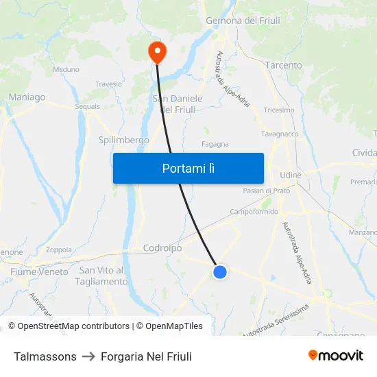 Talmassons to Forgaria Nel Friuli map