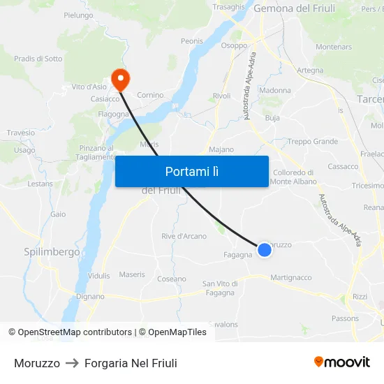 Moruzzo to Forgaria Nel Friuli map
