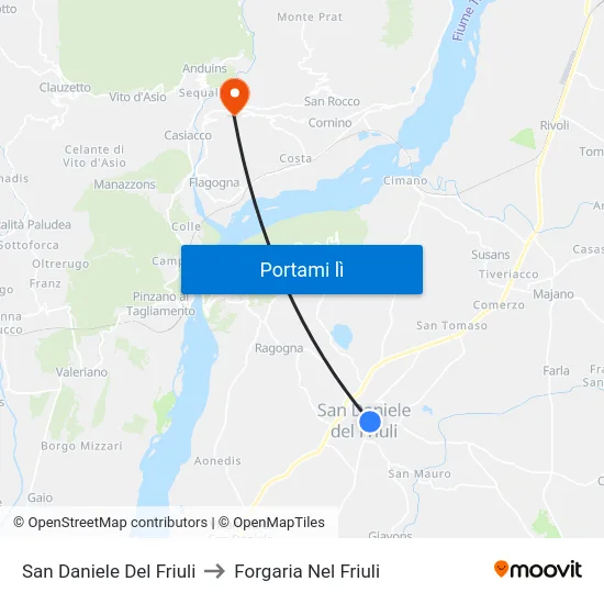 San Daniele Del Friuli to Forgaria Nel Friuli map