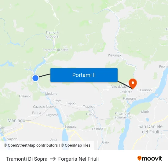 Tramonti Di Sopra to Forgaria Nel Friuli map