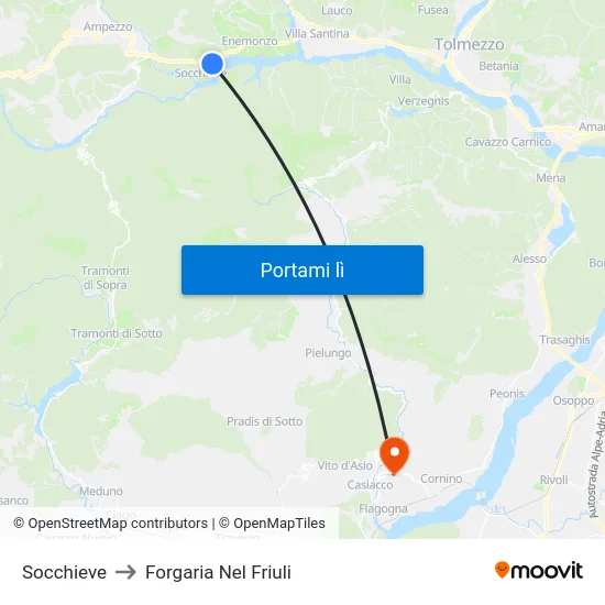 Socchieve to Forgaria Nel Friuli map