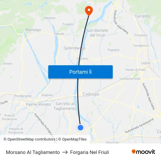 Morsano Al Tagliamento to Forgaria Nel Friuli map