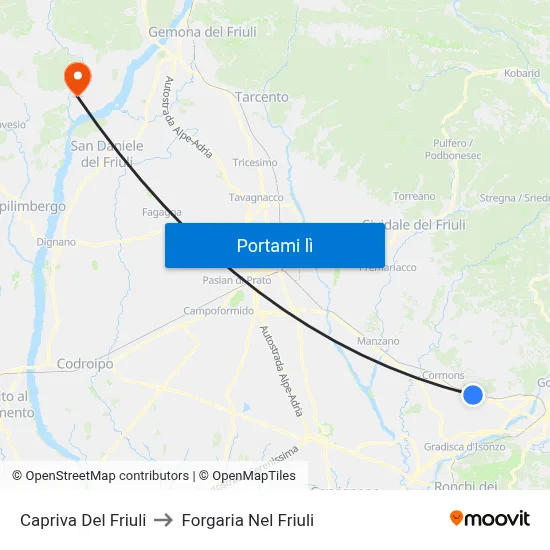 Capriva Del Friuli to Forgaria Nel Friuli map
