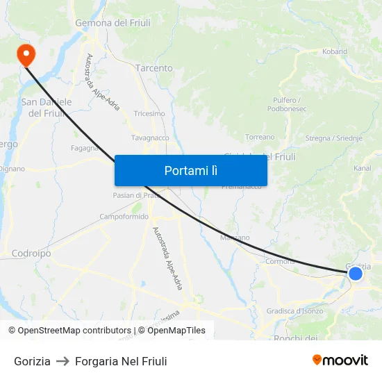 Gorizia to Forgaria Nel Friuli map