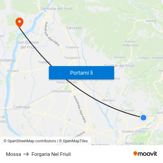 Mossa to Forgaria Nel Friuli map