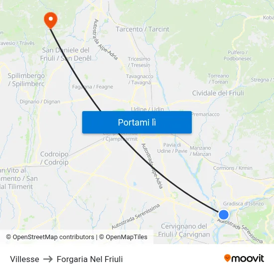 Villesse to Forgaria Nel Friuli map