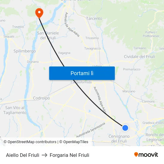 Aiello Del Friuli to Forgaria Nel Friuli map