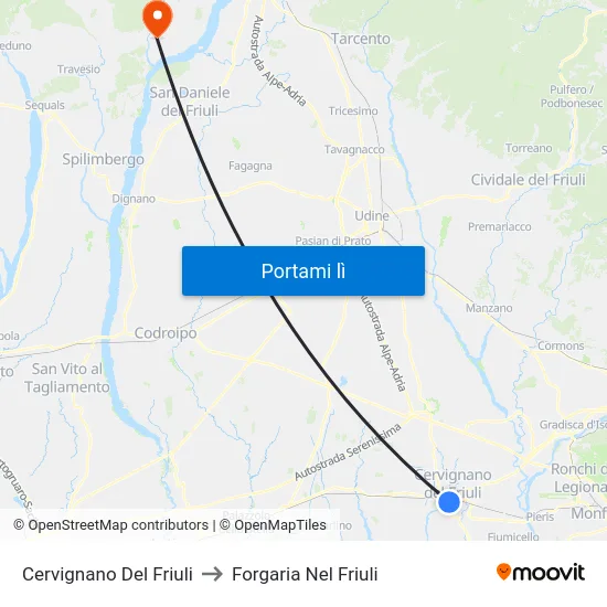 Cervignano Del Friuli to Forgaria Nel Friuli map